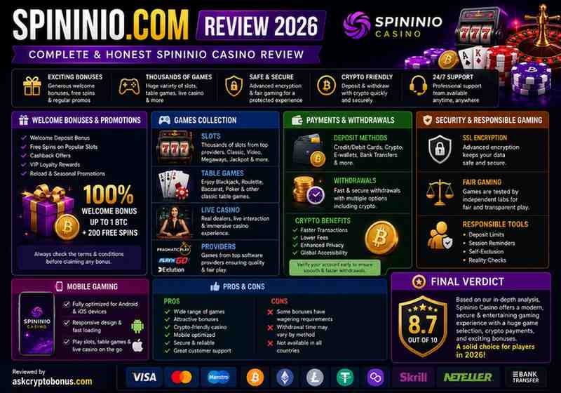 Spininio casino review 2026 infographic